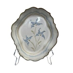Bay Pottery Scalloped Edge Bowl‎ Tray Platter Oyster Floral Virginia Art Pottery